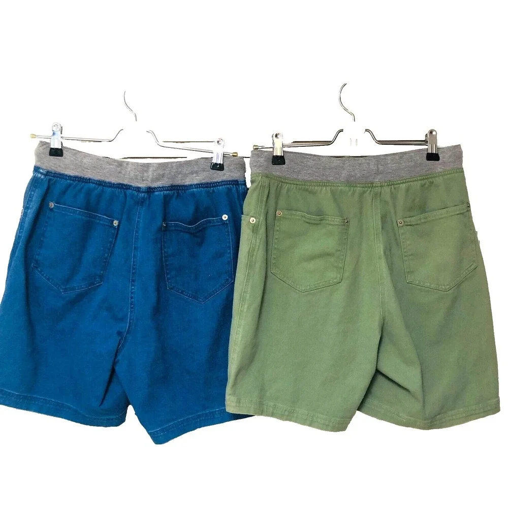 Lot of 2 Denim & Co Stretch Denim Shorts Knit Casual Hi‎ Rise Womens S 29 x 7